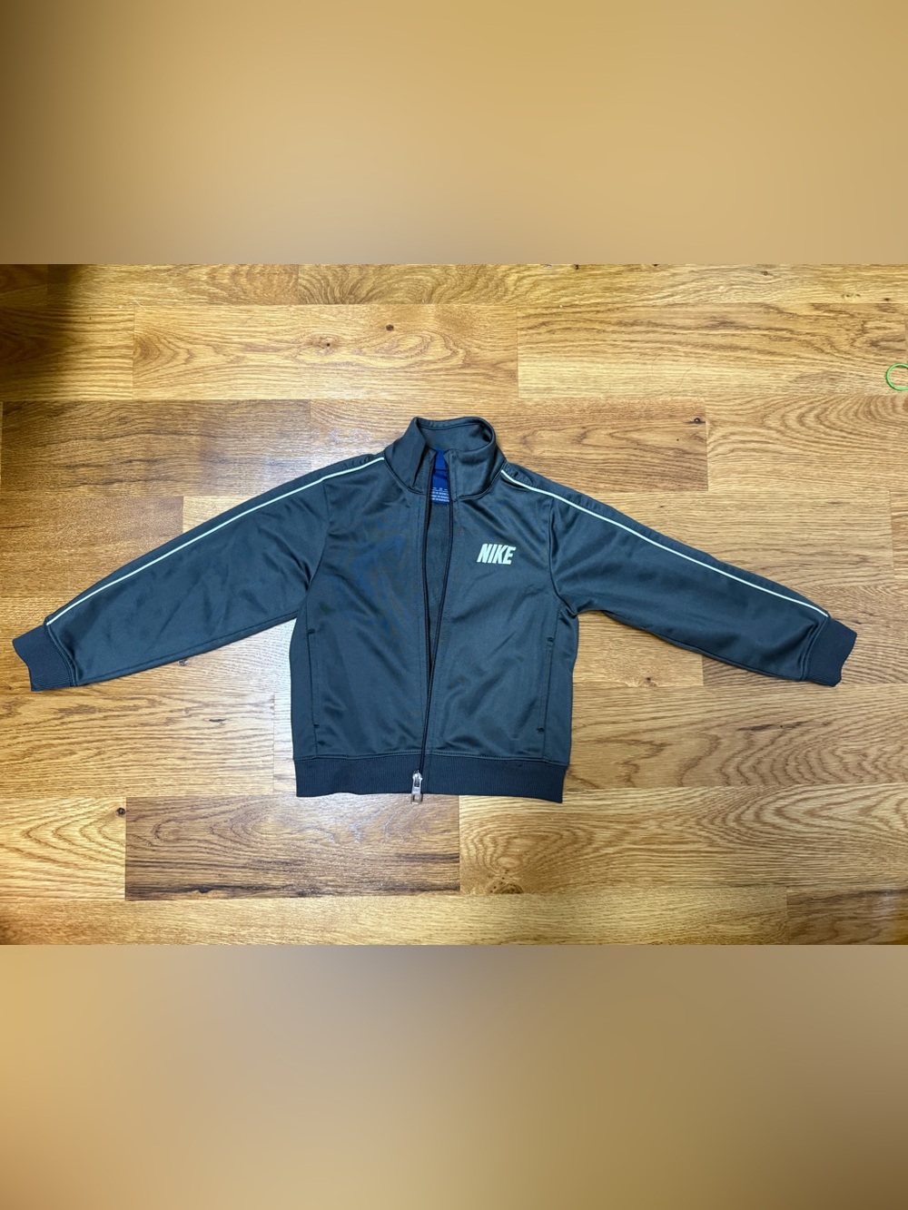 Nike Charcoal Full-Zip Kids Track Jacket with White Logo